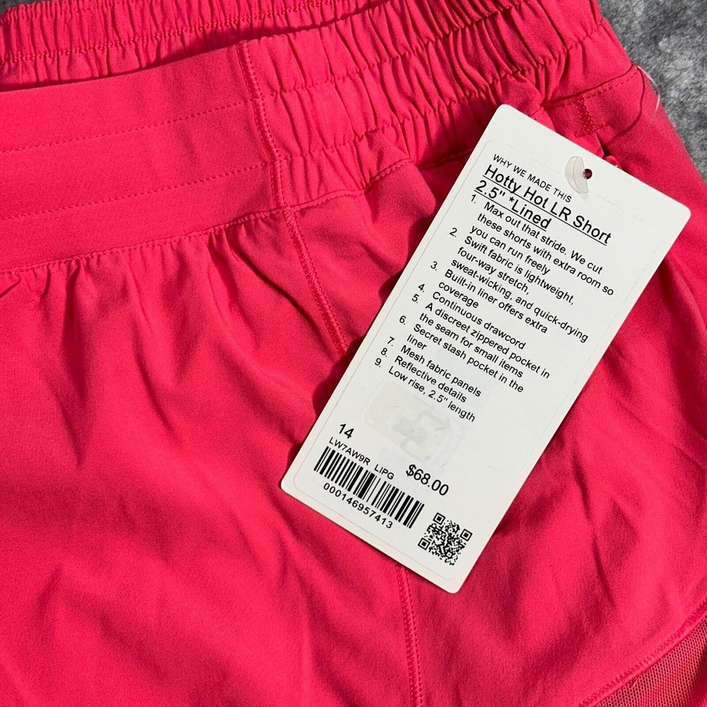 New Lululemon Size 14 Hotty Hot Low Rise LR Lined Short 2.5" LIPG Pink Lip Gloss - Picture 11 of 11